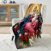 1PC Virgin Mary and Child Statue Print Believer Pray Blanket Warm Soft Flannel Material Suitable for All Seasons Luxurious Gift