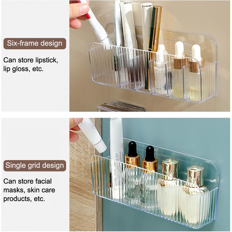 Mirror Cabinet Storage Box Wall Hanging Punch-Free Wall-Mounted With Partitions Bathroom Mirror Cabinet Cosmetics Mask Rack