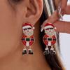 Festive Christmas Drop Earrings for Women Santa Snowman Gingerbread Candy Cane Snowflake Rhinestone Holiday Party Jewelry Gift