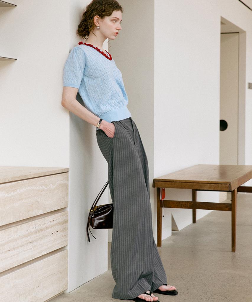 Dyuidyui Summer V-Neck Knit_Sky Blue