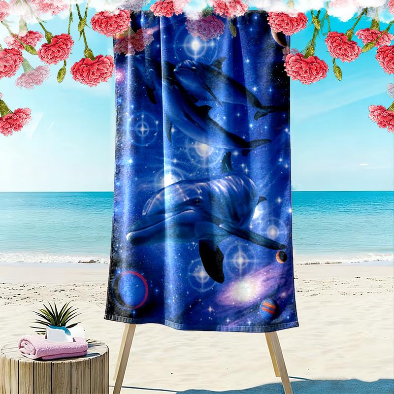 Dolphins Print Beach Towel, Large Soft Quick Dry Towel for Beach Camping Swimming