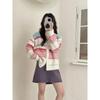 Autumn and Winter New V-neck Color Striped Knitted Cardigan Loose Design Soft Waxy Sweater Jacket Women