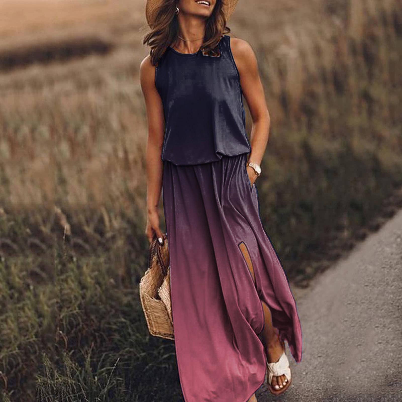 Женское платье с эластичным поясом и градиентным принтом — фото 6