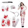 Horror Halloween Bloody Apron Costume Set Adult Cosplay Role Play Scary Butcher Outfit With Stained Design