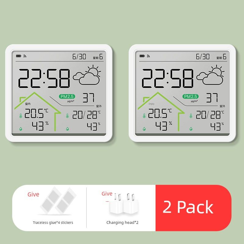 Wifi Connected Indoor Thermometer for Home Use, Accurate Outdoor Temperature and Humidity Meter, Clock, Pm2.5 Detector, Hygrometer