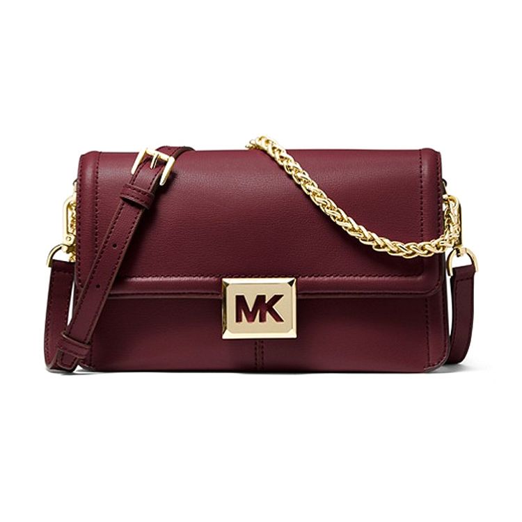 

Michael Kors MK Sonia Chain Solid Color Large Logo Flap Leather Shoulder Crossbody Bag Medium Women bags Berry-Purple 35F1G6SL3L-MERLOT Basic Set (Bag+Dust Bag)