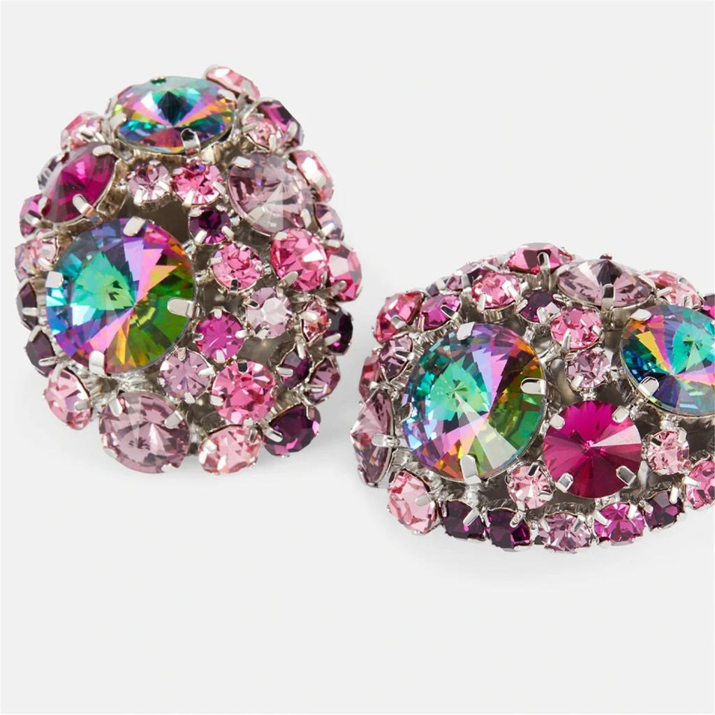 Elegant Round Crystal Ear Clips Colorful Rhinestone Earrings Stylish Non Pierced Ear Rings for Women Christmas Gift