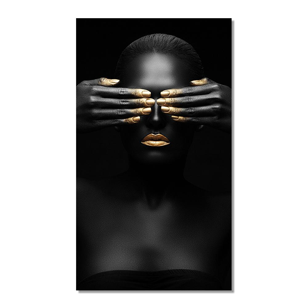 

Африканское искусство, черно-золотая женская картина на холсте, плакаты и принты Cuadros, скандинавская настенная картина для декора гостиной 21x30 No Frame