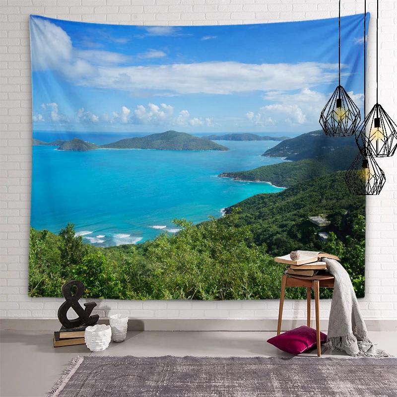 Nature Beach Scenery Art Tapestry Turtle Tapestry Wall Hanging Decor Backdrop Cloth Living Room Bedroom Home Decor Tapestries