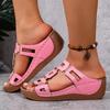 Women Slippers 2025 New Thick-soled Large-size Shoes for Women New Summer Wedge Sandals Open-toe Casual Slippers Slides Women