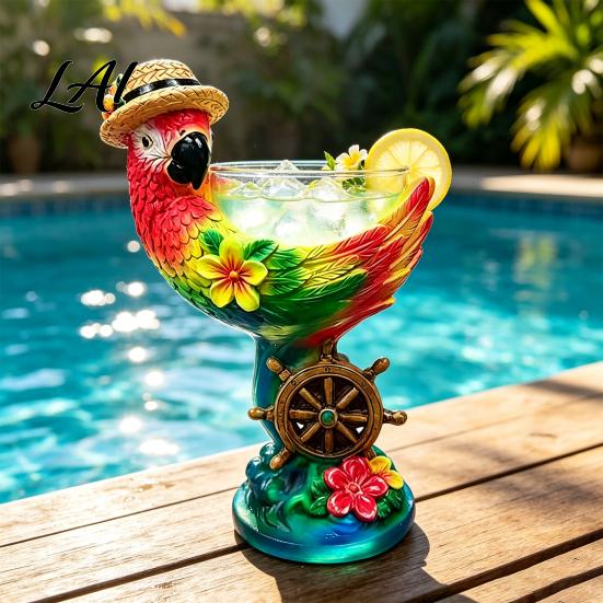 Immersive Beach Themed Bar Decor 3D Tropical Ocean Theme Glass Cup Resin Art Parrot And Unique Birthday Gifts for Collectors Turtle Design,