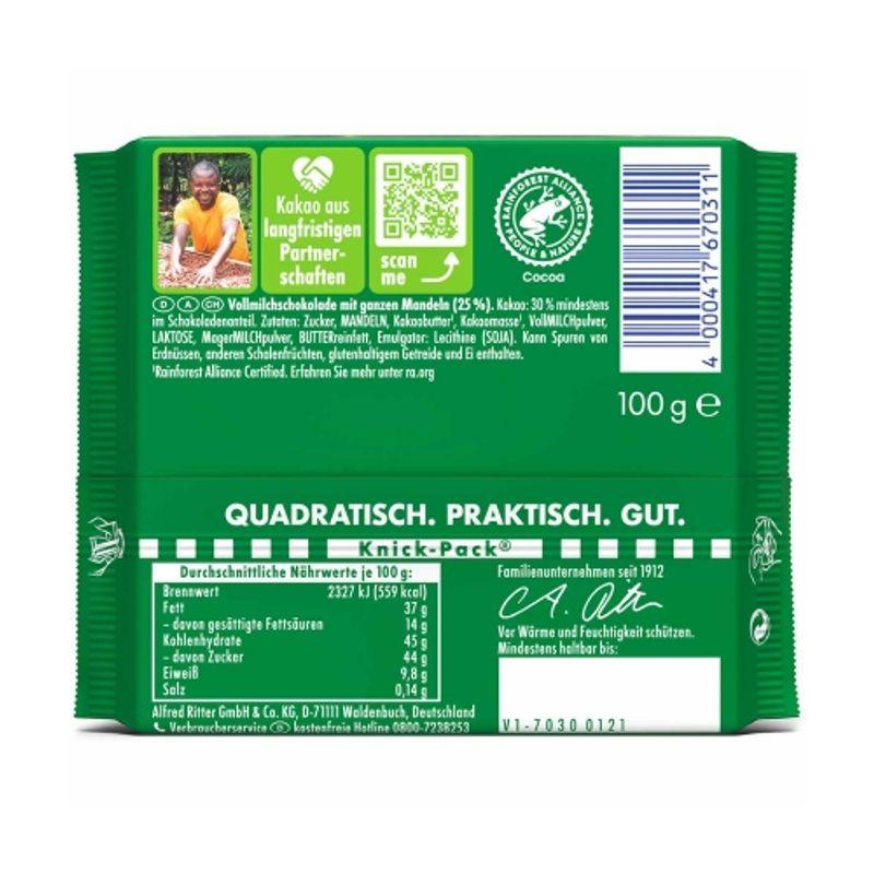 Rittersport Whole Almond Chocolate 100g