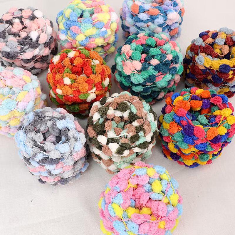 Velvet Ball Yarn Rainbow Pom Pom Yarn For Hand Knitting Blanket Carpet Cushion Scarf Line Colorful Yarn Woven Crochet Mat Thread