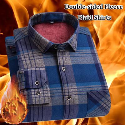 Chemises Plaid en Polaire Double Face à Manches Longues pour Homme Hiver Nouvelle Épaisseur Plus Polaire Chaleureuse Affaires Décontracté Mode Vêtements Masculins