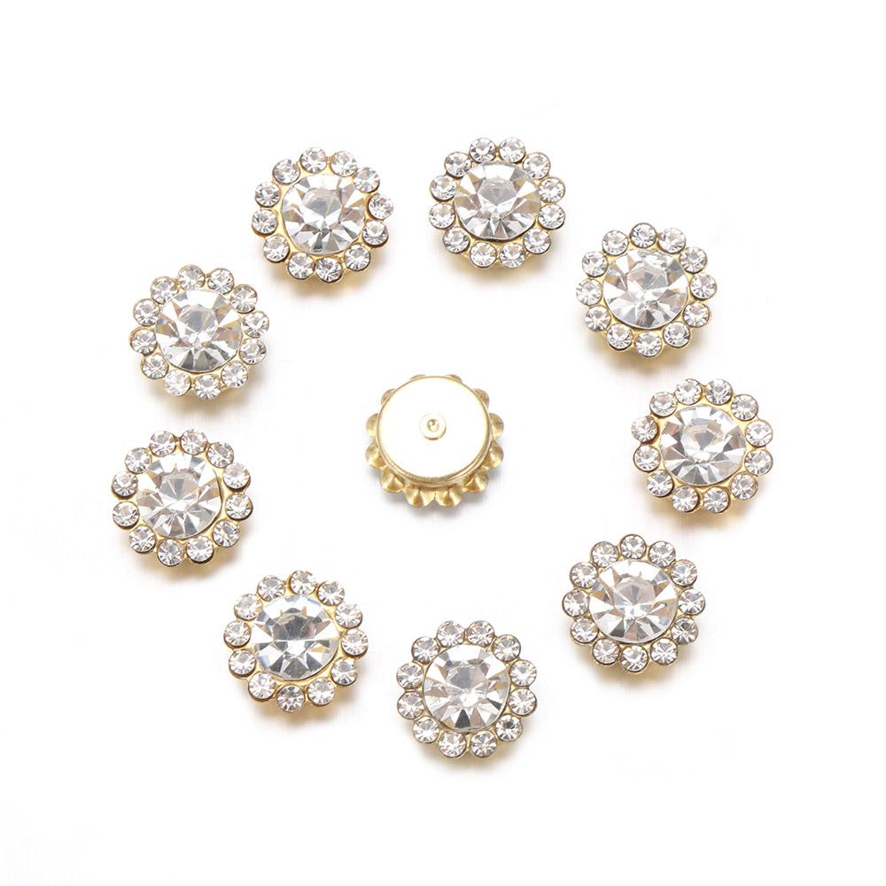 10PCS Sparkling Rhinestone Buttons Vintage Buttons For Apparel Sewing Pearl Hairpin Decoration DIY Jewelry Crafts Flower Buttons