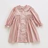 Elegant French Embroidered Bow Dress for Girls - 2026 Autumn Smocked Long Sleeve Princess Style
