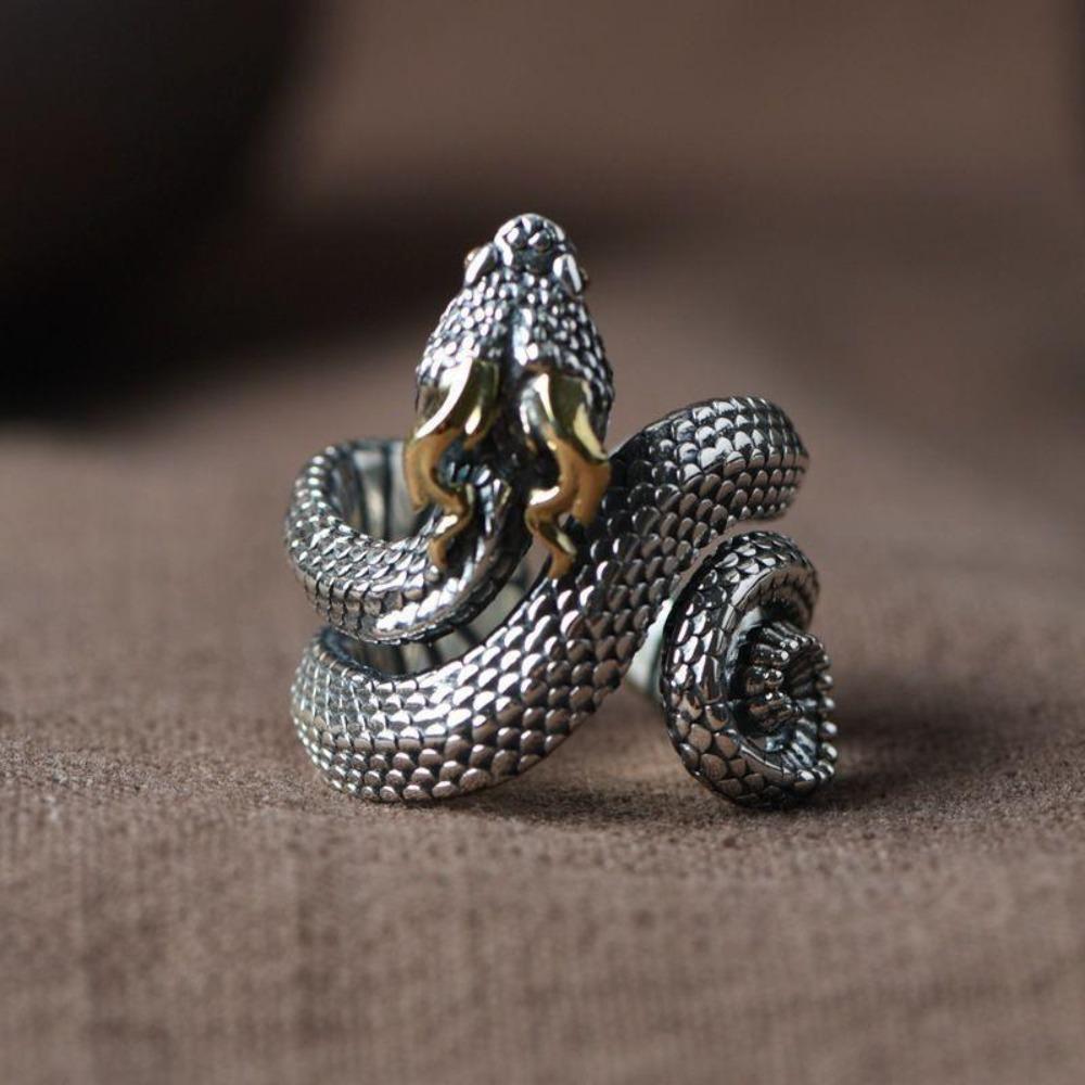 Retro style python ring, niche men's open-end ring, adjustable ring