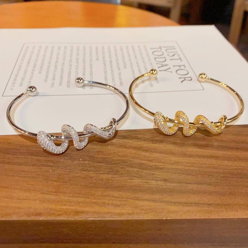 Zircon spirit snake winding open bracelet ins niche same bracelet light luxury temperament jewelry