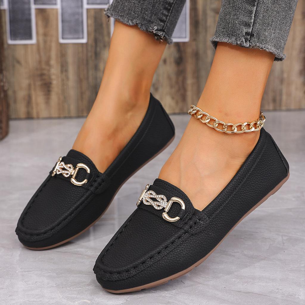 Spring and Autumn Solid Color Women's Flat Shoe Fashionable Round Toe Low Heel Casual Large Size Slip-on Women's Flat Shoes
