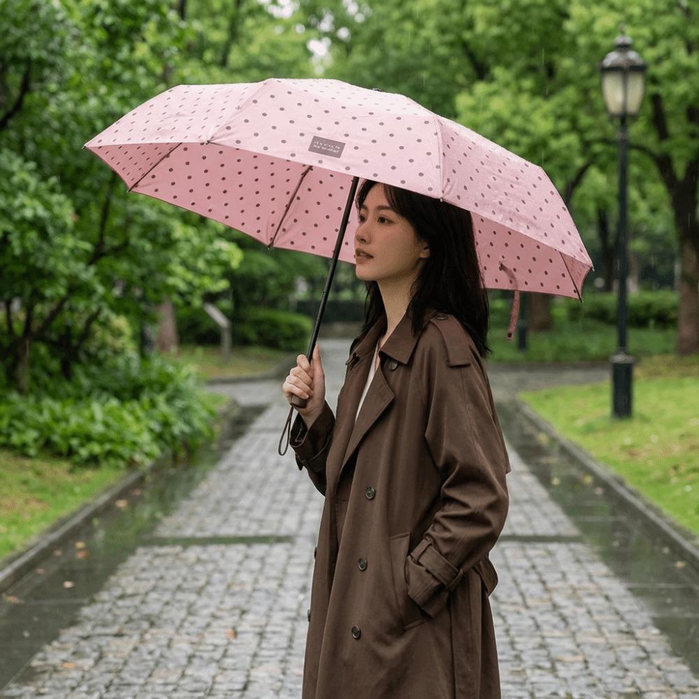 Portable U-Shaped Handle Polka Dot Umbrella 8-Rib Manual Dual-Use Sun Umbrella Lightweight UV Protection Umbrella Summer