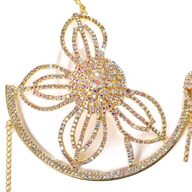 Stonefans Blumen BH Kette Halterung Brust Körperschmuck für Frauen Strass Sexy Bikini 2022 String Badeanzug Top Harness Quaste