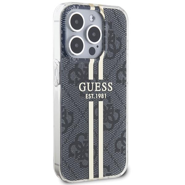 Guess Guhcp15Lh4Psegk Iphone 15 Pro 6.1 Czarny/Black Hardcase Iml 4G Gold Stripe
