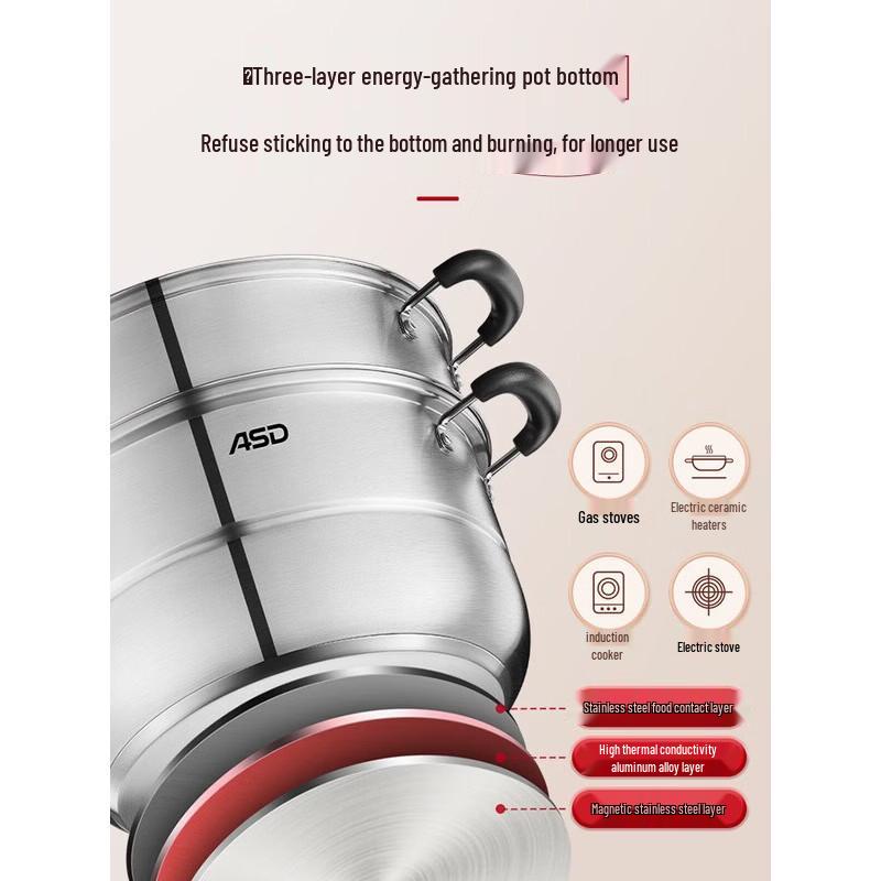ASD 28CM Multi-Function Stainless Steel Steamer