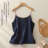 Vintage Embroidered Linen Camisole Women Summer Loose Casual Simple Sleeveless Top