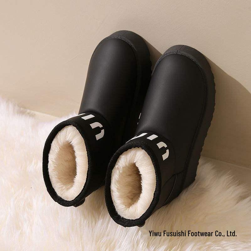 2025 New Style Waterproof Girls' Snow Boots - Plus Velvet, All-Season Leather Short Boots