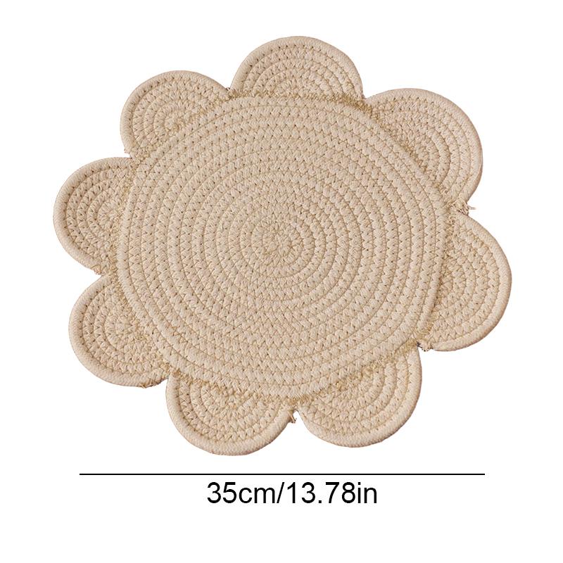 

1 шт. Натуральная термостойкая плетеная многоцелевая подставка под тарелку в форме цветка для домашнего использования из кукурузной шелухи, экологичная и долговечная 35cm