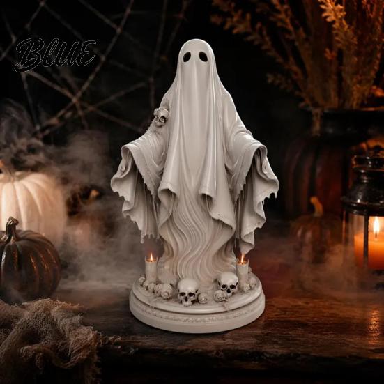 Colorful Ghost Decoration Halloween Figurine Spooky Resin Skulls Statue for Hand-painted Figurine Tiered Tray Home Table Centerpiece Party Supplies