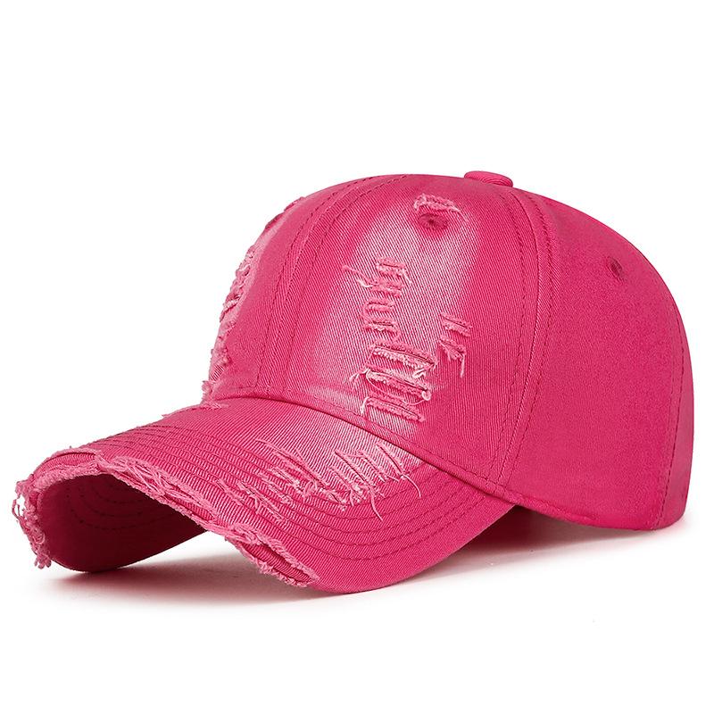 Spring & Autumn Distressed Duckbill Cap - Curved Brim, Ripped Edges, Unique Style Sunshade Hat