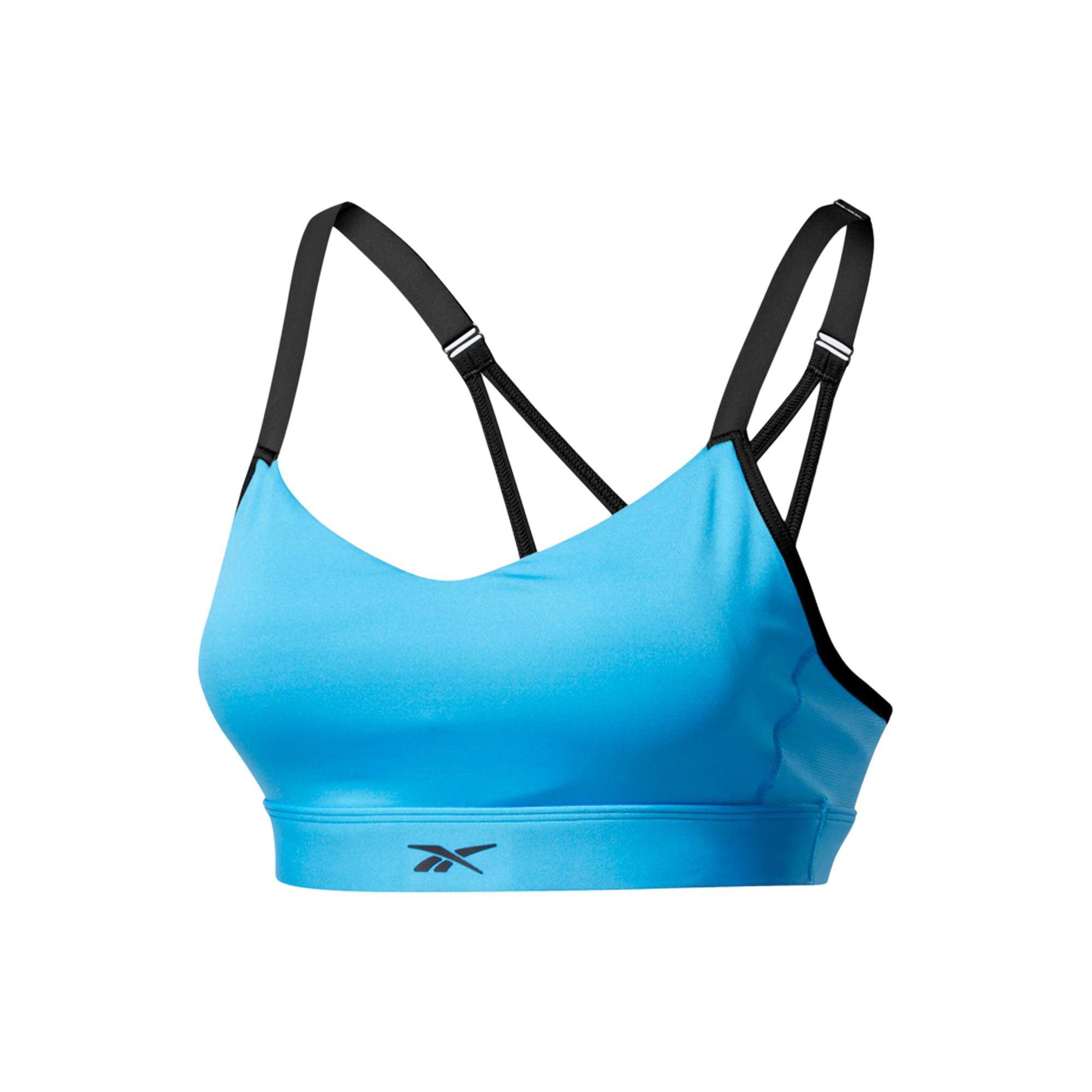 

Reebok S Hero Strappy Padded Bra Color Block Medium Support Breathable Training Sports Bra Women underwear Blue FU2482 XS