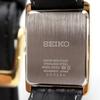 Seiko Men's Square Design Quartz Watch White Dial Black Leather Band