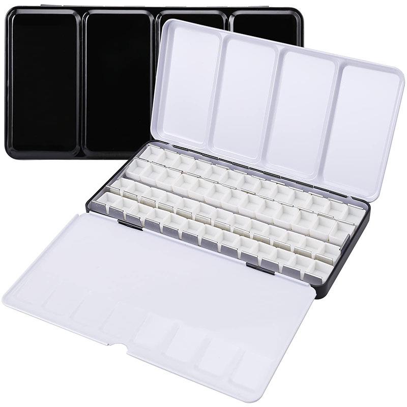 High-Quality Thickened Solid Pigment Black Watercolor Palette Box - 14/26/52 Colors