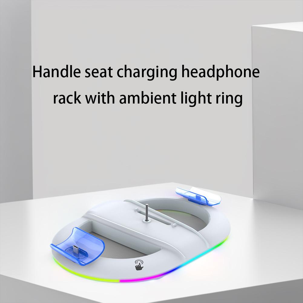 

Game Console Dock Mount Bracket LED Vertical Stand with Atmosphere RGB Light Backlit Base Stand for PS5 Game Console Accessories чёрный