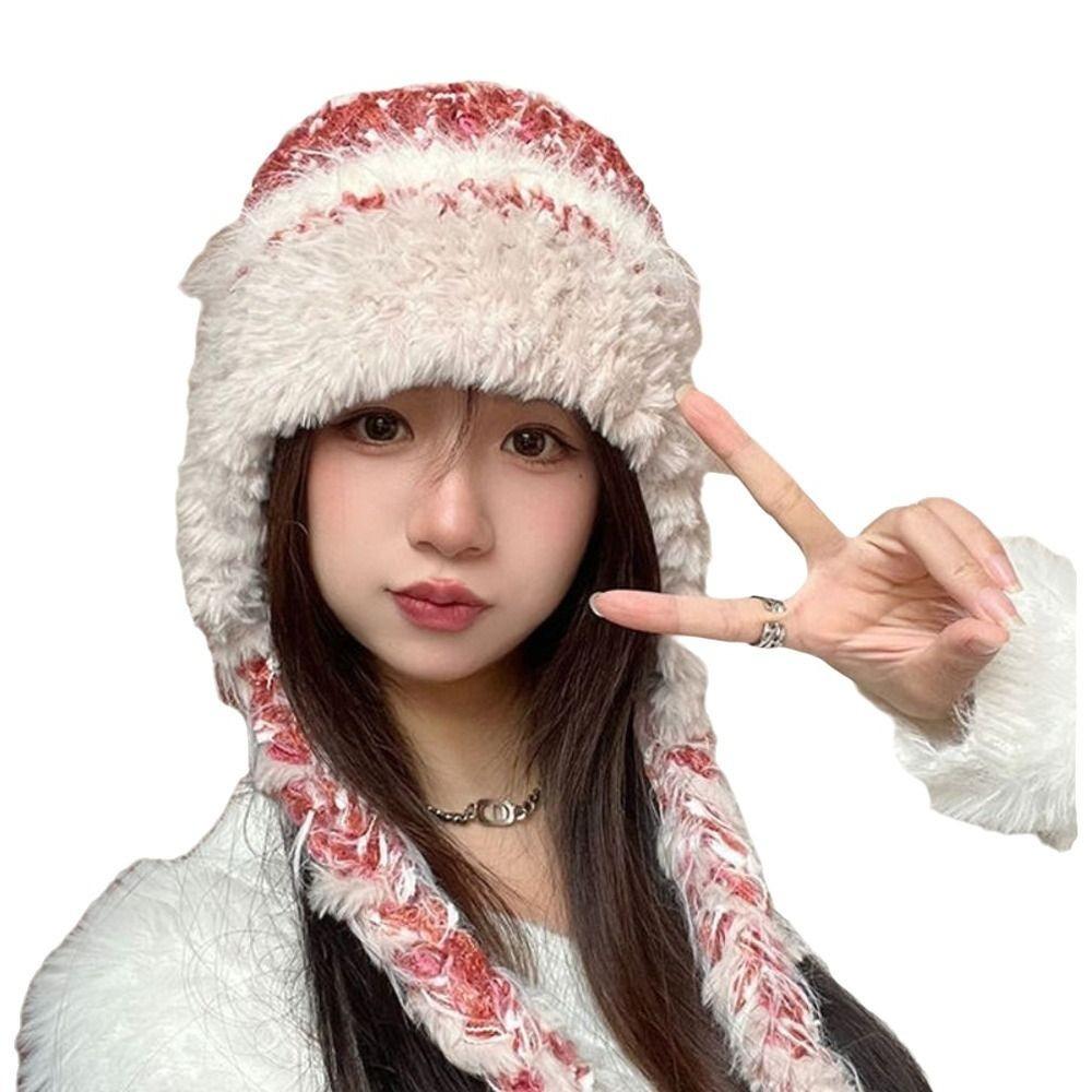 Warm Winter Hat Ear Protection Beanie Hats Cute Knitted Cap  Outdoor