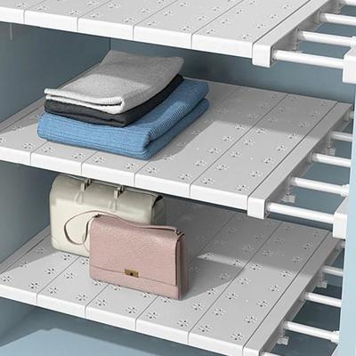 Punch-free Expandable Divider Wall Mounted Adjustable Retractable Layers Board Stackable Wardrobe Storage Shelf Living Room