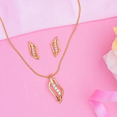 24k Gold Pendant Necklace with Earrings