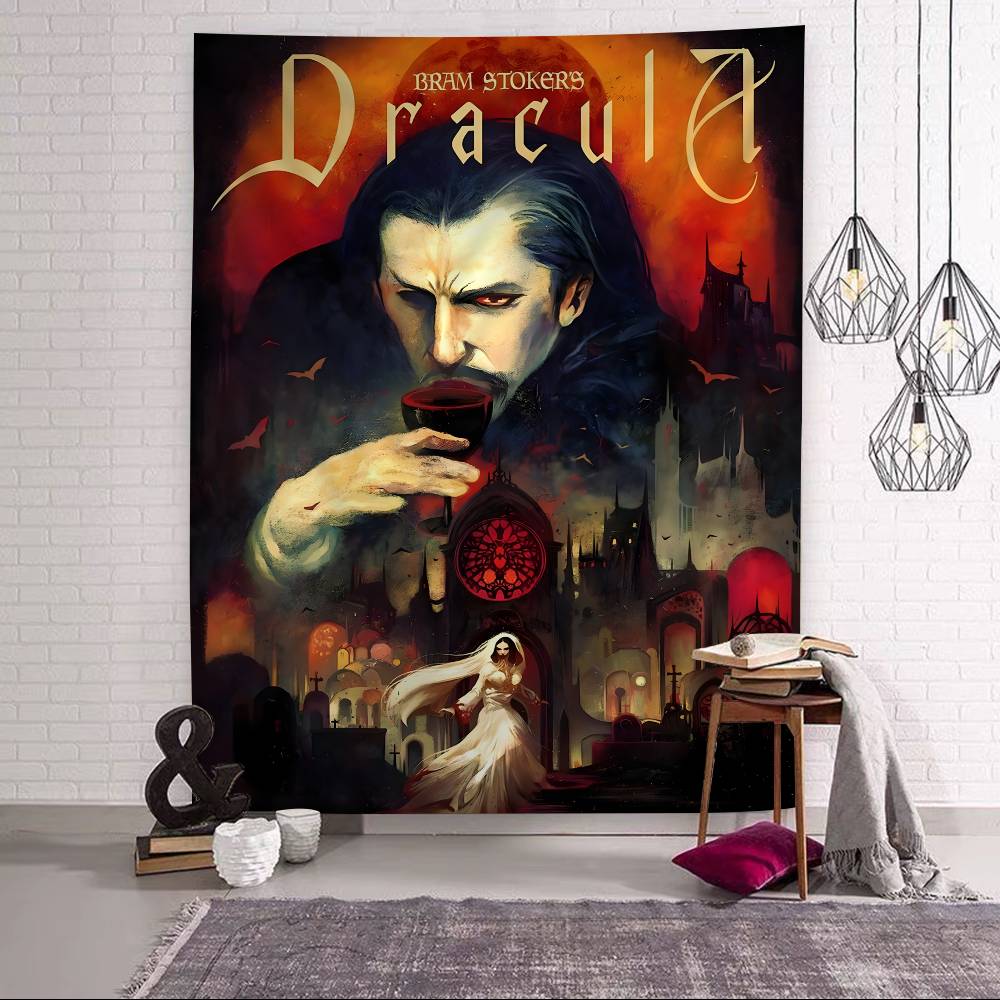Horror Vampire Movie Dracula 1992 Vintage Colorful Tapestry Wall Hanging Hippie Flower Wall Carpets Dorm Decor Wall Art Decor