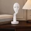 jijijing Abstract Contemplative Face Resin Sculpture, Minimalist Hand-on-Chin Bust Statue for Desk Living Room Office, Creative Art Decor Entryway