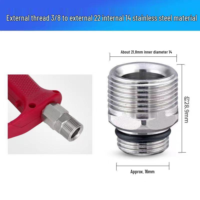 Stainless Steel Quick Connect High-Pressure Washer Adapter for Car Wash, Water Gun, and 3/8 Hose Tail Connector.