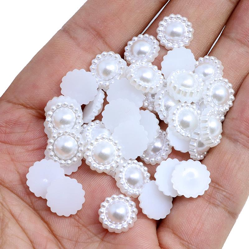 Semi-circular Simulated Sunflower Pearl Beads ABS Loose Beads for DIY Jewelry Making Bracelet Imitation Garment Bead Imitation Pearl&10mm 1000pcs белый