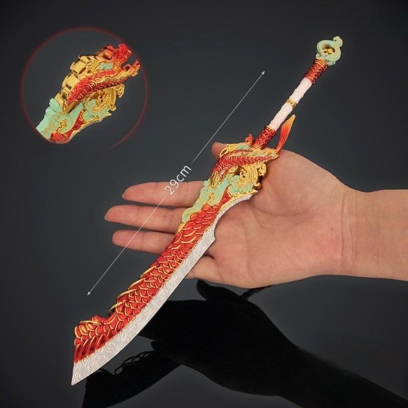 29cm/11.4in Katana Sword NarakaBladepoint Game Peripherals Fish Turned Dragon Weapon Model  Metal Cosplay Ornaments Outdoor Toys