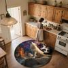 Two White Wolves,Round Area Rug,Carpet Rug for Living Room Bedroom Sofa Playroom Decor,Non-slip Floor Mat