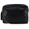 ChainShoulder Shoulder Bag Fringe Matelasse Vintage Black Calfskin Women Used