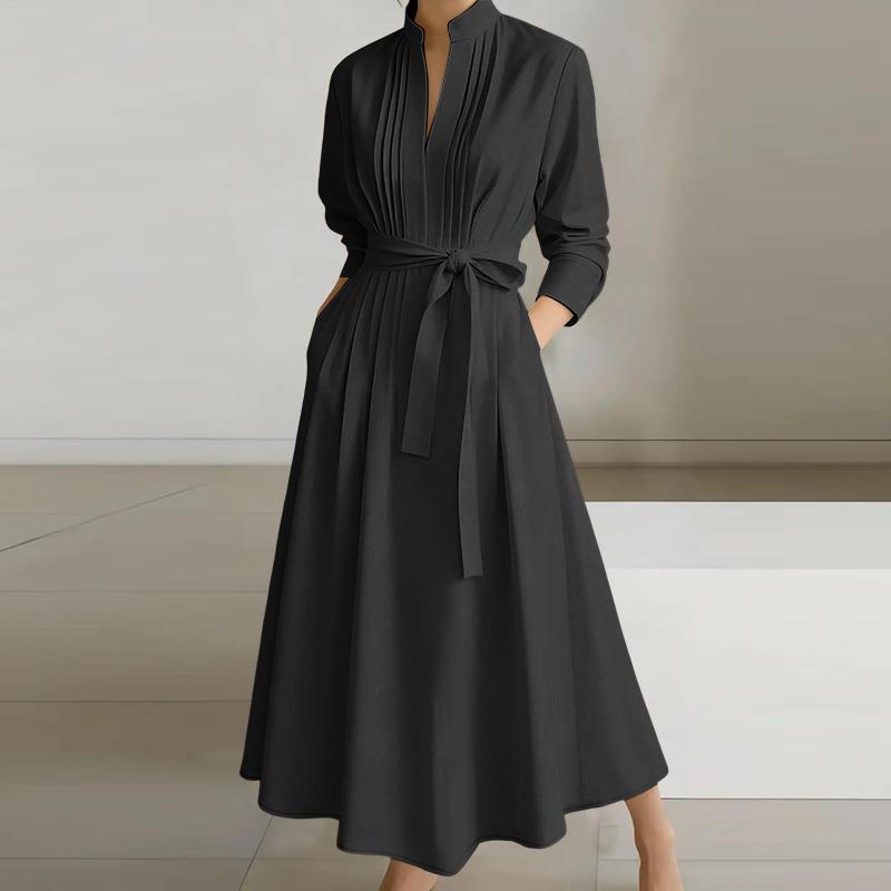 ZANZEA Women Casual Stand Collar Loose Long Sleeve Shirt Dress