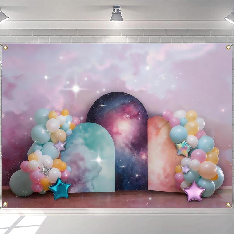 LS Deep Blue Sky Backdrops Cake Smash Child Baby Photo Props Adult Kids Decors Star Astronauts Photography Studio Backgrounds