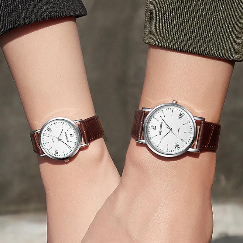 Luminous Quartz Watches: Stylish Men's, Women's & Couple's Waterproof Designs with Steel or Leather Bands