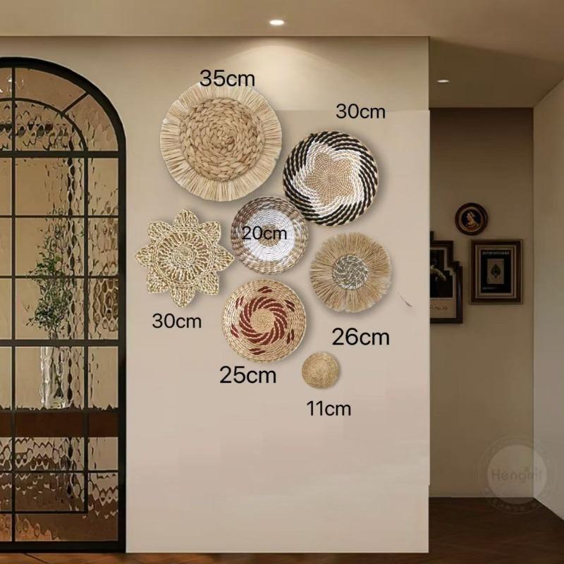 3/4/7pcs Bohemian Style Wall Basket Set Hanging Wall Basket Decoration Bohemian Style Wall Decoration Environmental Round Art
